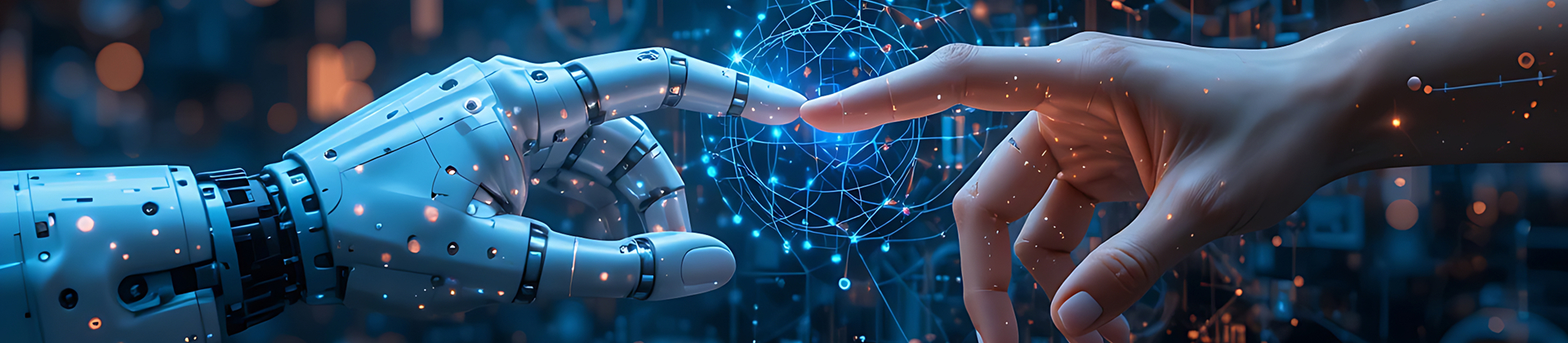 로봇, 인간 손가락이 마주보는 이미지